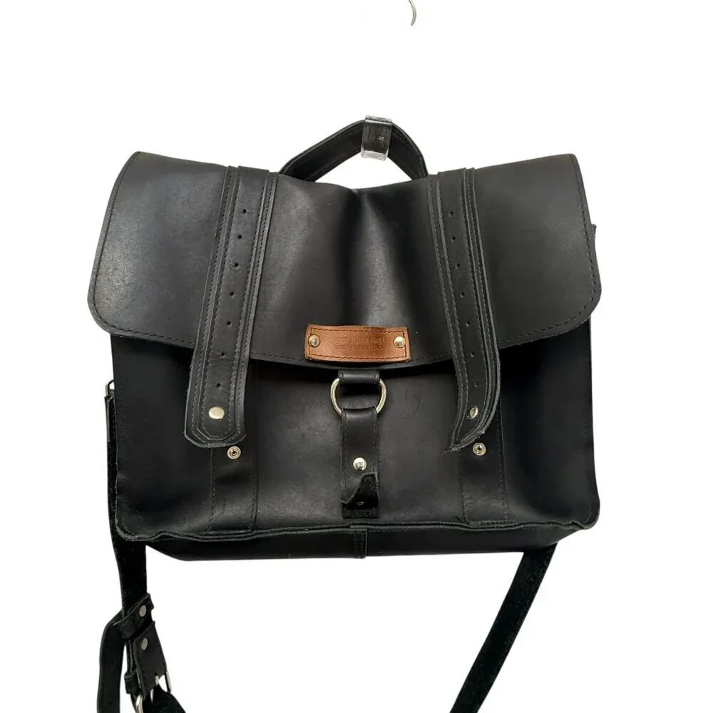Copper River Bag Bolinas Voyager Laptop Briefcase Black Leather Large Messenger